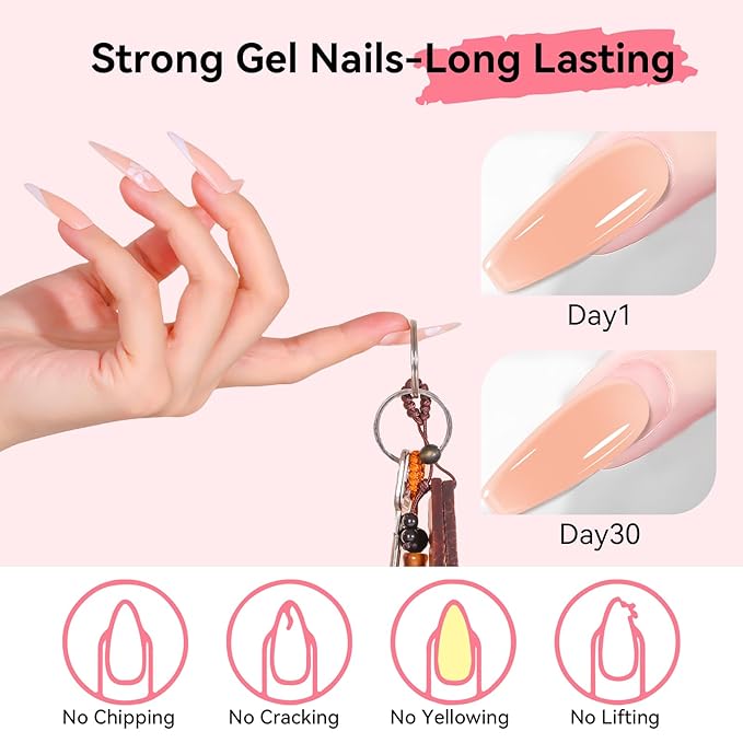 Makartt Hema-Free Poly Nail Gel Spring 50ML Nude Extension Builder, Trending Stylish Elegant Colors for All Season, 3D Molding Hard Gel Manicure - French Press