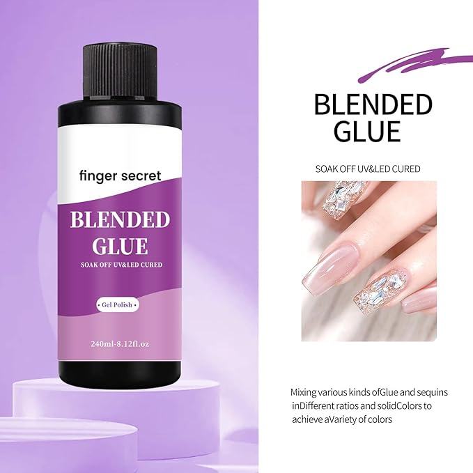 Blending Glue,Clear Gel Nail Polish Thinner Glue for Blending Ombre Gel Nail Polish Color Mixing Gradient Glitter Sequins,240ml/8floz for Nail Art Painting DIY Nail Blend Glue