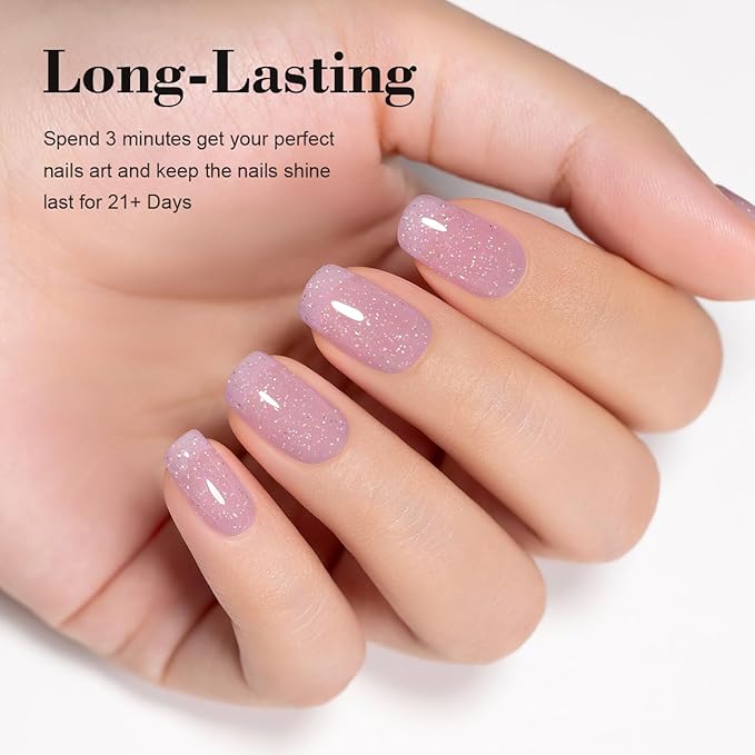 RARJSM Glitter Rubber Base Gel Nail Polish Nude Gray Purple Pink Rubber Base Rainbow Iridescent Shimmer Brush on Extend Builder Hard Gel Soak Off Curing Requires 15ml Salon Home French Manicure