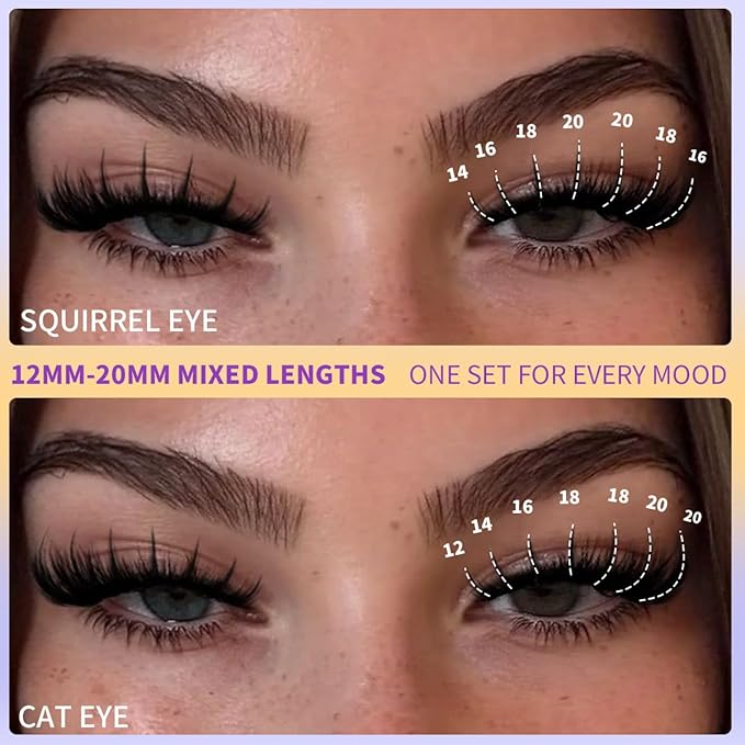 Kiromiro Lash Clusters with Spikes Cluster Eyelash Extensions 12-20mm Wispy Lashes Clusters 216pcs Fluffy DIY Cluster Lashes Extensions Fairy Individual Eyelash Clusters