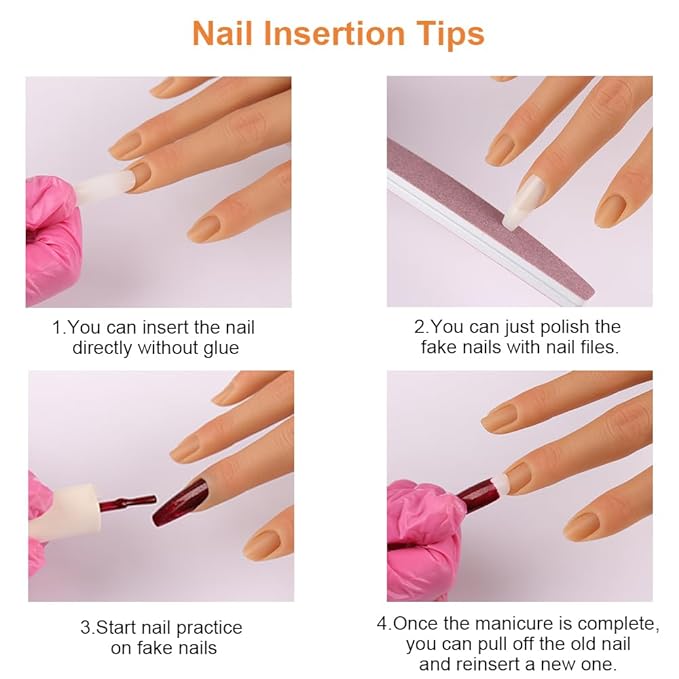 Practice Hand for Acrylic Nails with Stand Bracket, Silicone Fake Hands to Practice Fake Nails Mannequin Hand for Nails Practice and Nail Art Color3 Single Left Hand