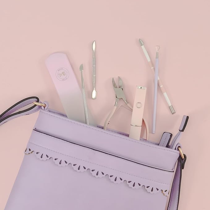 Malva Belle Best Crystal Glass Nail File for Women - File & Travel Case Set - Heavy Duty for Natural Nails, Gel - Professional Nail Shaper – Nail Care Essentials - Pastel Pink 2mm