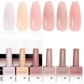 CANNI 6 Colors 9 Ml Jelly Gel Nail Polish Set- Neutral Transparent Jelly Nude Pink Colors Sheer Gel Polish Kit, Soak Off LED Nail Gel Manicure Kit DIY at Home Salon Gifts