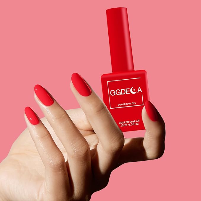 15ml Bright Red Gel Nail Polish, Neon Red Gel Polish, Coral Color Same Color Same Bottle, High Gloss U V Soak Off Nail, DIY Sparkle Manicure Salon