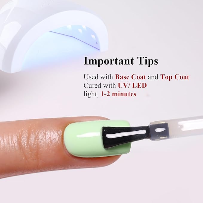Pastel Gel Polish, 0.5 Fl Oz Light Green Gel Nail Polish Spring Summer Soak off LED UV Gel Nail Polish Art Starter Manicure Salon DIY Nail Gel Polish