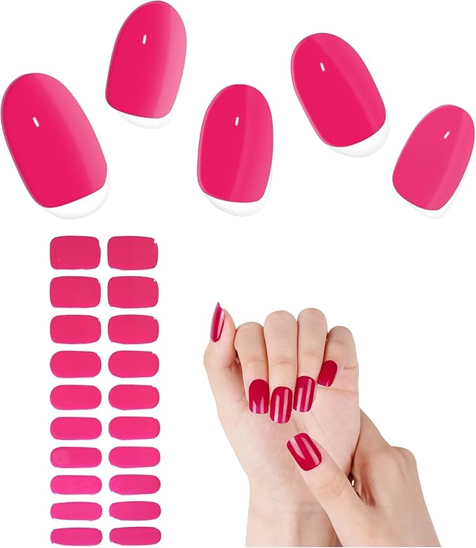 20pcs Semi Cured Gel Nail Strips Salon Quality DIY Wraps UV Light Required