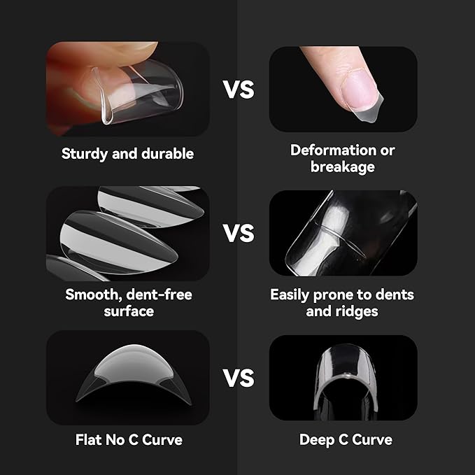 UNA GELLA Short Almond Nail Tips Pre-shape Short Almond Gel Nail Tips 216pcs Press on Nails 12 Sizes Soft Gel Acrylic Clear Fake Full Cover for Nails Extension Home DIY Salon