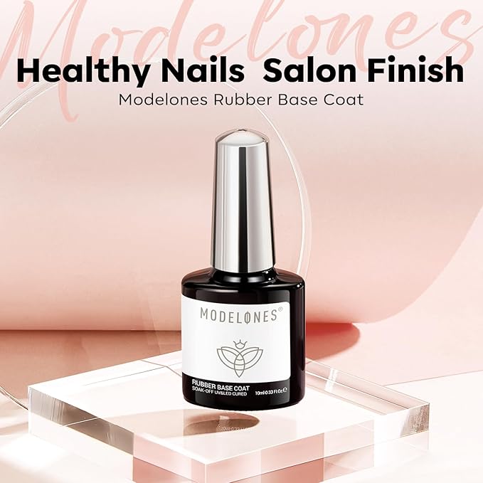 modelones Builder Rubber Gel Base Coat for Nails, Sheer Light Pink Rubber Base Gel Nail Polish for Strengthen Apex Building Extension Protect Weak Nails Long Last U V Manicure Gift for Women