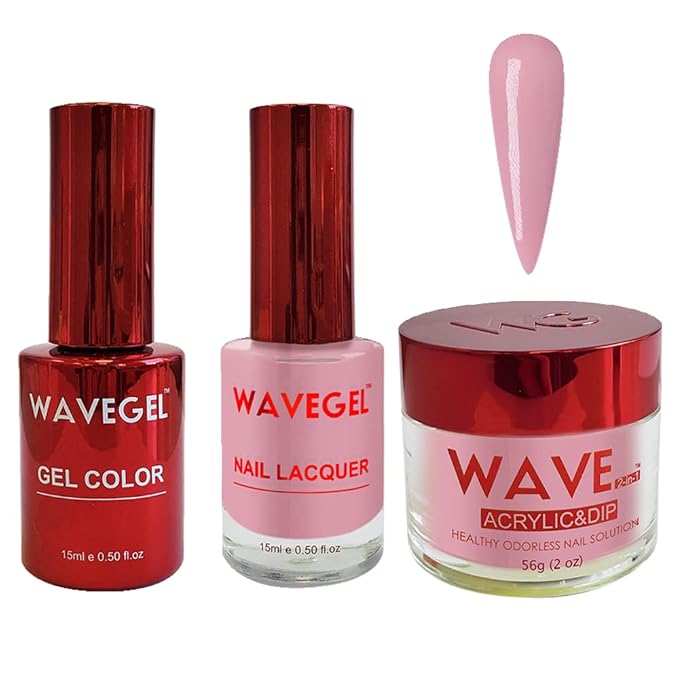 WAVEGEL Soak-Off Gel, Nail Lacquer & Acrylic/Dip Powder Matching Set - Queen Collection - #081 Pink Magnificence