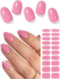 Semi Cured Gel Nail Strips (Peach Pink), Pale Pink, 20 Pcs Gel Nail Wraps, Stickers, UV Light Required, Salon Quality, Long Lasting