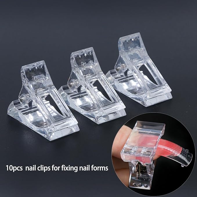 Dual Nail Form Kit, 480pcs Dual Forms for Polygel Stiletto Coffin Ballerina Extension Forms 10pcs Clear Clips With Gel Brush Pen Nails Files Buffer Nail Extension Kit for Beginner