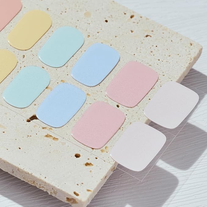 Arte Clavo Semi Cured Gel Nail Strips, 20 Pcs Gel Nail Stickers with UV Light Required, Salon Quality, Long Lasting, Easy Apply and Remove (Macaron)