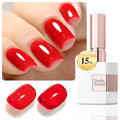Double Rhythm Gel Polish 15ML Jelly Sheer Pastel Light Milky Color Pearl White Bottle 1 PC 0.5 OZ Full Size Nail Art Salon at Home (Red-D1450)