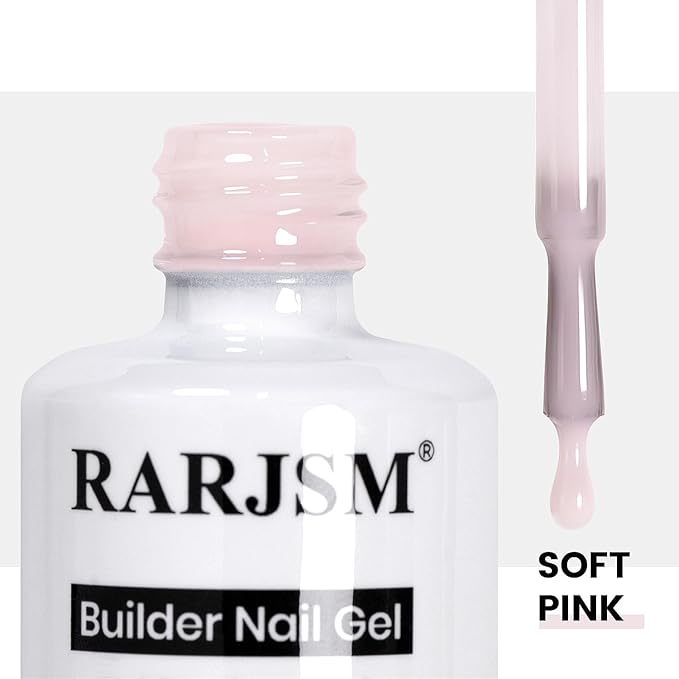 RARJSM Rubber Base Coat Gel Polish Nude Pale Soft Pink Skin Tone Rubber Base Gel for Nails Natural Color French Manicure Extend Gel Soak Off Curing Requires Single Bottle 15ml Salon Home DIY Use