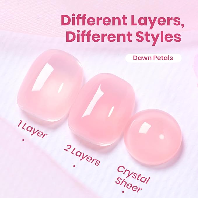 Beetles Dawn Petals Nude Pink Gel Nail Polish - 15ML Neutral Jelly Nude Pink Nail Polish Base Color Nail Concealer Sheer Translucent Soak Off UV French Nail Art Salon DIY Manicure Gift for Women