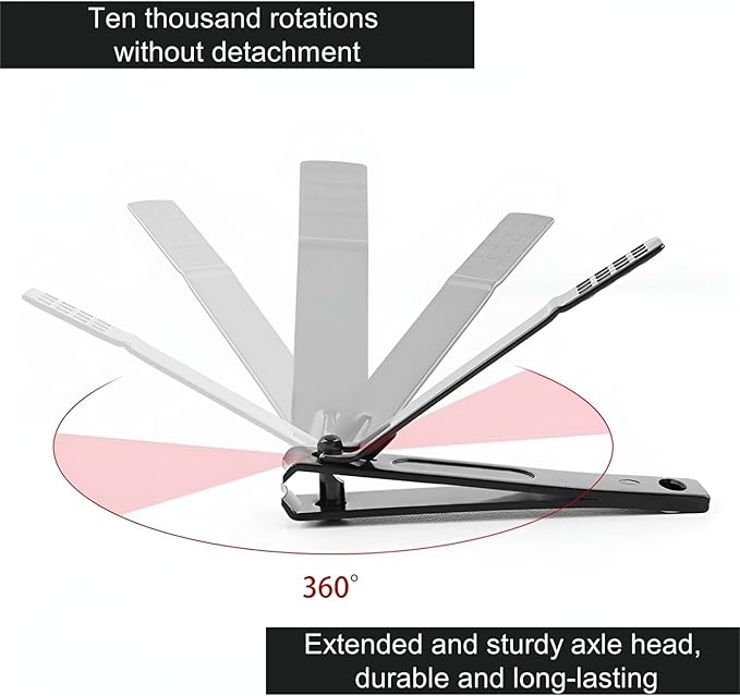 FIXBODY Nail Clippers, Black Stainless Steel Fingernail & Toenail Clippers & Nail File,Great Christmas Gift,Stocking Stuffers for Men and Women