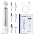 AIRSEE Electric Nail File Set Cordless Nail Drill Machine,5 Speeds Hand Foot Care Tool for Nail Grind Trim，Sliver
