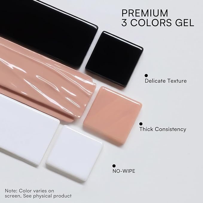 Makartt 5-in-1 Nail Art Gel: ColorPot 3 Colors Gel Nail Polish No Wipe with Nail Stamp for Stamping, Ombre Patting, Painting, Sculpting & French Tips with Silicone Head for Diy Nails at Home Salon