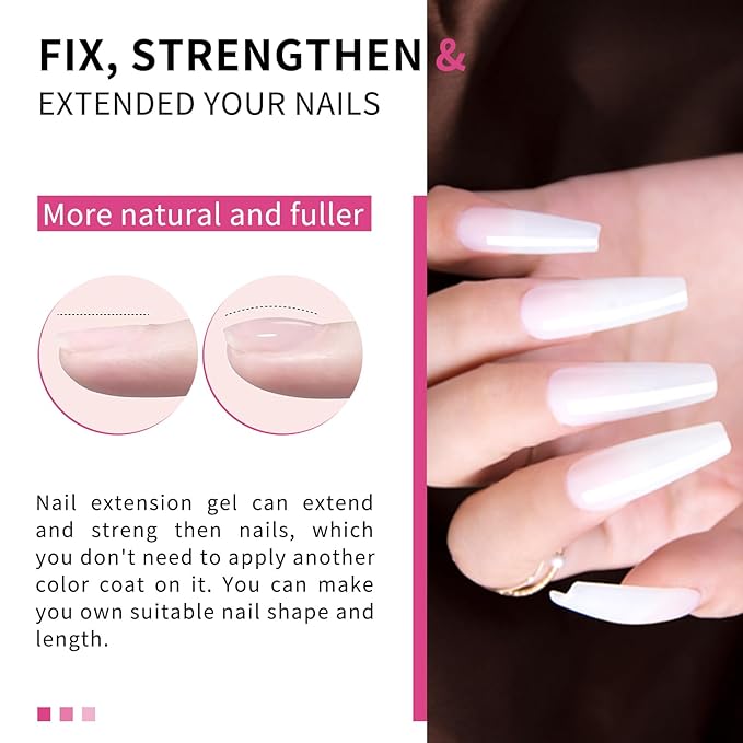 Salon-Grade Milky White Builder Gel - Hypoallergenic Strong Base Coat | Long-Lasting Adhesion (30+ Days) for Professional Nails Gift for Women