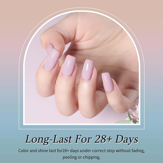 JR 9pcs 15ml Gel Nail Polish Set Including Lavender Purple Gel Polish Kit UV LED Soak Off Polish Home DIY Gift Purple Set