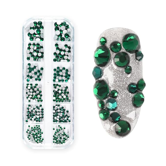 KADS Nail Crystals AB Nail Art Rhinestones 5 Colors Round Beads Flatback Glass Charms Gems Stones 6 Sizes for Nails Decoration Makeup Clothes Shoes (5 Colors+ Tweezer 1)