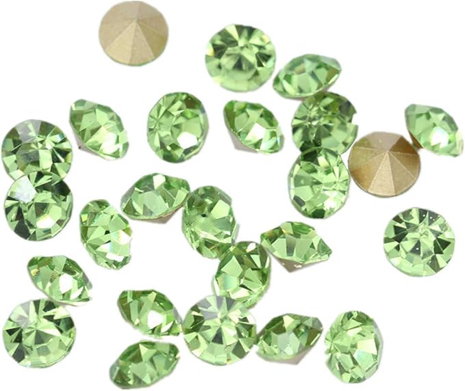 1440pcs Rhinestones Round Point Back Crystal Gem Glass Diamante Rhinestones Nail Art Decoration Jewelry Finding Beads Craft Gems (Light Green, 1.5mm)