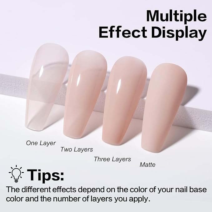 AIMEILI Hema Free Rubber Base Gel For Nails, Soak Off U V LED Clear Sheer Gel Nail Polish, 4 in 1 Nail Strengthen/Enhance/Base Coat/Color - (448) 10ml
