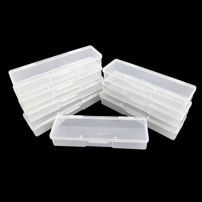 8PCS Manicure Tool Box, Plastic Storage Personal Box Nail Implement Organizer Case Box for Nail Art Pedicure Supply (Clear)