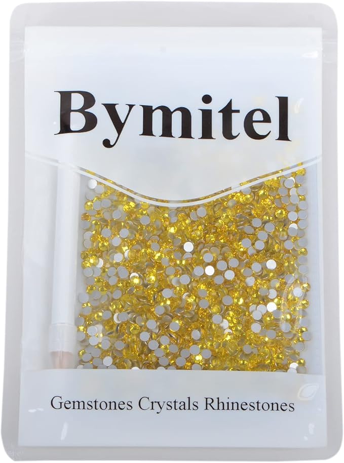 1440PCS Art Nail Rhinestones Non Hotfix Glue Fix Round Crystals Glass Flatback for DIY Jewelry Making with one Picking Pen (ss12 1440pcs, Citrine)