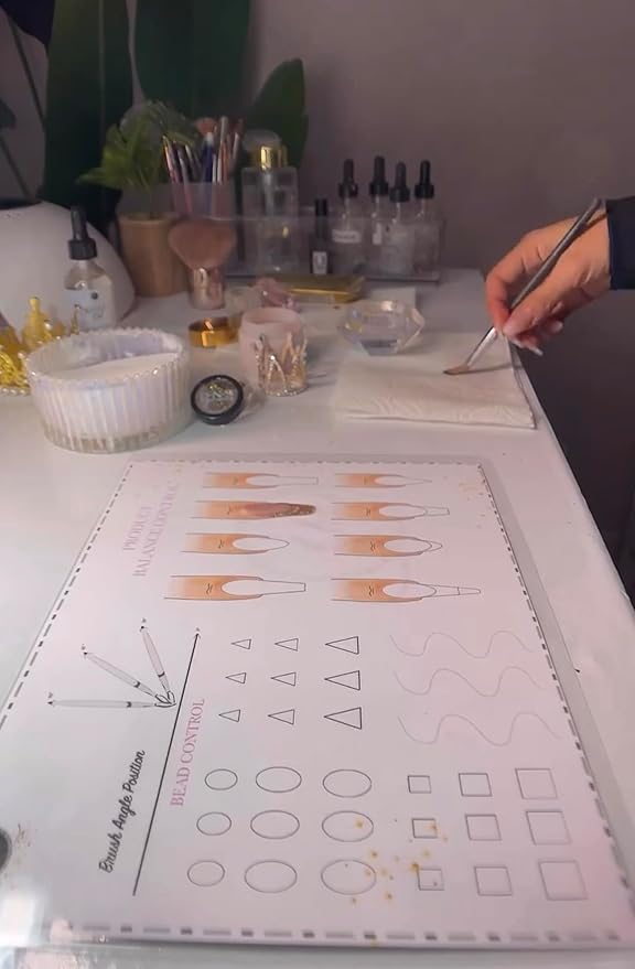 Gel & Acrylic Nail art Practice Sheet,Reusable Nail Art Training mat DIY Sticker Stencil Guide French Tip stiletto Nail Sculpting 3D Nail Design Worksheet Nail Tech Practice Gel X acrylic nails (13)