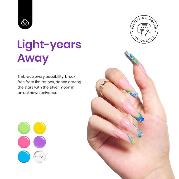Beetles Gel Nail Polish with Blooming Gel -19 Colors Pink Green Blue Purple Neon Gel Nail Polish 3Pcs Base&Glossy Matte Top Coat,Clear Blooming Polish for Spreading Effect Soak off UV Nail Art Design