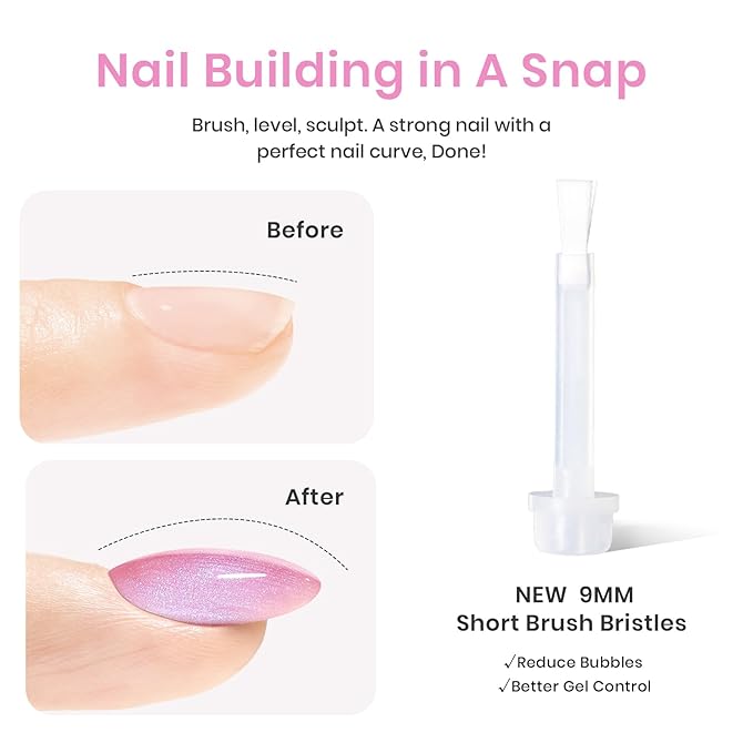 Beetles Builder Gel for Nails,Pearl Shimmer 6 Colors Builder Gel Set for Building Apex & Nail Extension Uv Led White Pink Purple Mermaid Drawing Strengthener for Thin Nails Beauty Gift Sets for Women