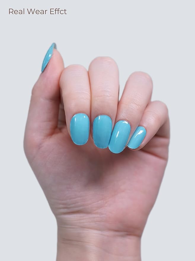 Semi Cured Gel Nail Strips - UV Light Gel Nail Stickers - 20 Long Lasting Salon Quality Wraps (Dazzling Blue)