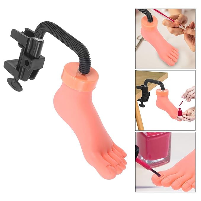 FRCOLOR Nail Art Practice Foot Model Flexible Manikin Silicone Pedicure Training Tool for Manicure Nail Tips Application
