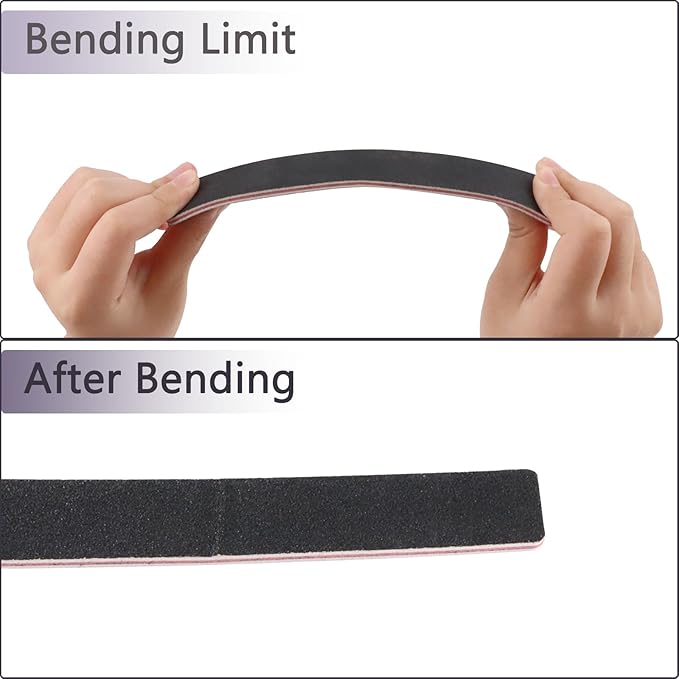 20 Pack Nail Files, 100/180 Grit, Black Professional Reusable Emery Boards Manicure Tool for Acrylic Nails, Nail Buffering Files, Rectangle