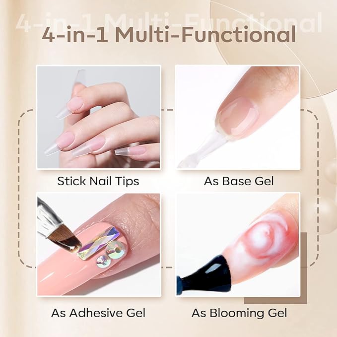 modelones Short Almond Nail Tips with 4 in 1 Nail Glue 15ml