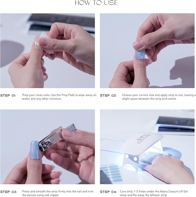 Semi Cured Gel Nail Strips – 32 Pcs Gel Pedicure Stickers - UV Nail Wraps for Toenails, Easy Application, Long Lasting, Salon Quality & UV Light Required - Dark Red P