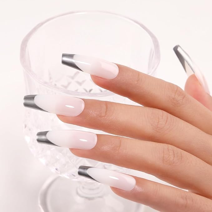 Imtiti Chrome Gel Nail Polish, 15ML Silver Metallic Gel Nail Polish with Metal Mirror Effect - Soak Off UV LED DIY Nail Art Salon Manicure