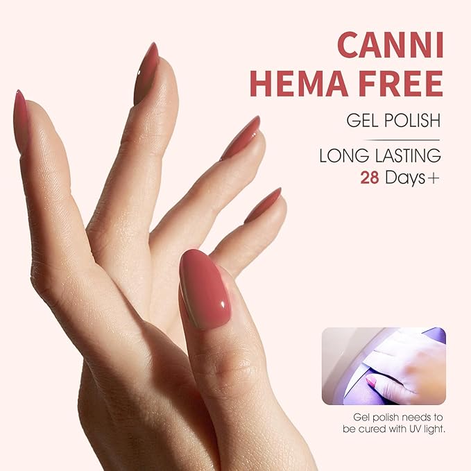 CANNI Light Red Gel Nail Polish, 1Pcs Pink Gel Polish Baby Pink Color High Gloss Soak Off U V French Nail Manicure Salon DIY