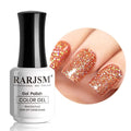 RARJSM Glitter Gel Nail Polish Rose Gold Sparkly Iridescent Rainbow Shimmer Clear Pink Holographic Nail Gelpolish Soak off L e d U V Curing Required 15ml High Pigments Gel for Home Manicure Nail Art