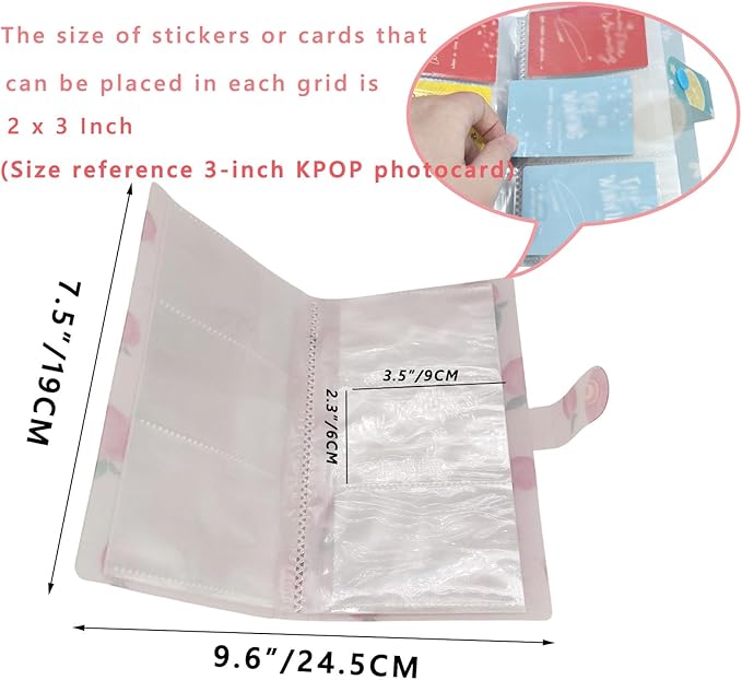 MIAO YUAN 4 PCS 120 slots (2.3×3.5") Nail Art Sticker Storage Books, Empty Collection Book for DIY Stickers, Nail Art Decal Display Set Transparent Collection Organizer - Fruit