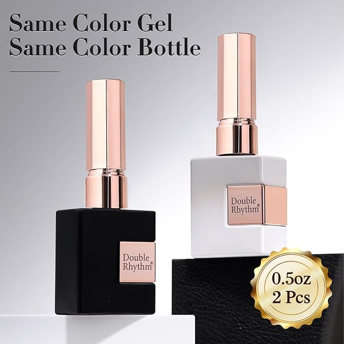 Double Rhythm 2 Pcs 15ml UV Gel Polish Set Pure White And Black Color Gel Nail Polish Kit Nail Art Salon DIY (Black and Milky White-A1015+A1075)
