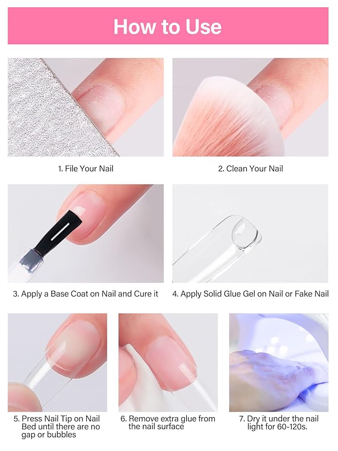 100g/3.5oz Solid Nail Glue Gel for Press On Nails, EBANKU Nail Glue Soft Gel for Fake Nail Tips, UV Light Cure Nail Art DIY Salon Home Beginner