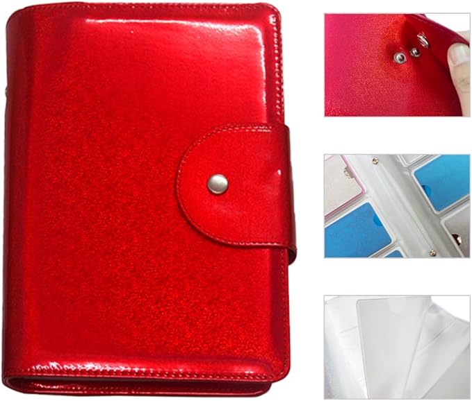 Finger Angel 60 Slots Red Color Nail Plates Holder Case Stamping Templates Organizer Retangel Nail Printing Molds Collection Manicure Tool Accessorie-6x12Cm Template Case