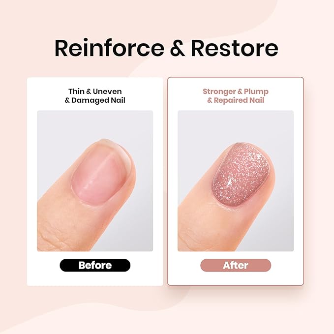 Beetles Rubber Base Color Gel Nail Polish, 6 Colors 5 IN 1 Nude Rubber Base Gel Neutral Sheer Pink Peach Glitter Nail Polish for Thin Nails Soak Off U V LED Lamp Cure Nail Art Design Gifs for Women