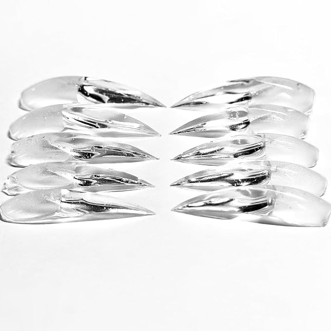 10 PCS Handmade Press on Nails Long Transparent Handmade Fake Nail with Unique Dragon Claw Design Luxury Handmade False Nails Full Cover Reusable Acrylic Glue on Nail for Women Girls (S)