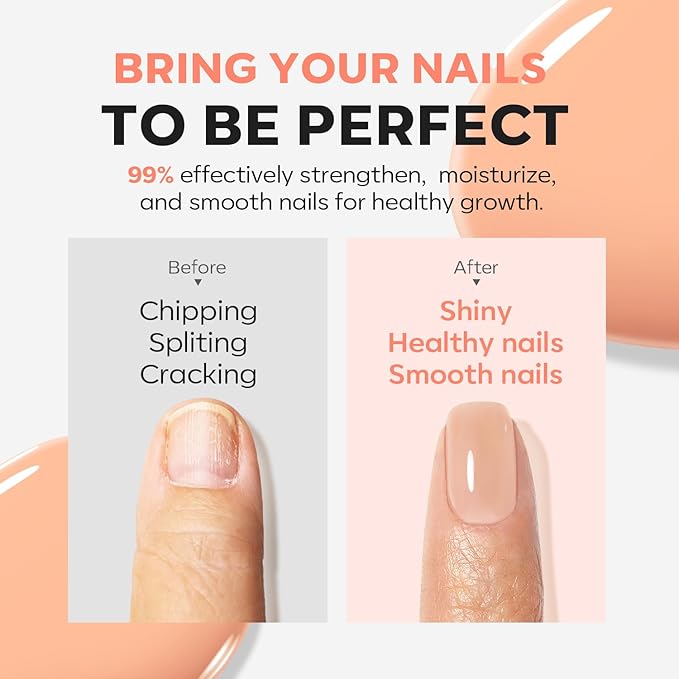 modelones Nail Strengthener Nude Nail Repair for Damaged Nails Strengthening Polish 15ml Nail Growth and Strengthener Natural Concealer Foundation Nail Care Gifts for Women