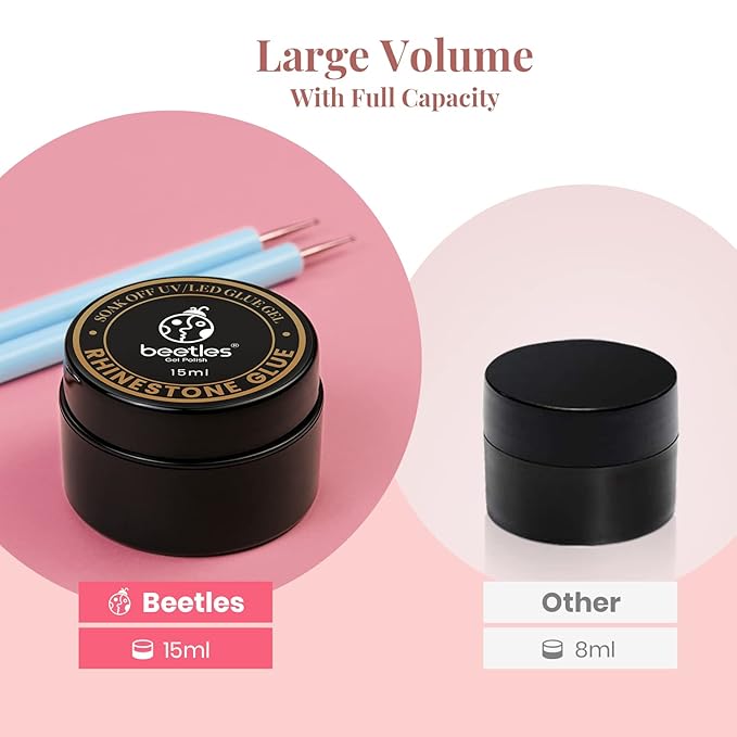 Beetles Gel Polish Gel No Wipe Top Coat and Gel Polish Nail Art Rhinestone Glue Set for Adhesive Resin Gems Diamonds Jewelry Decoration Soak Off Led