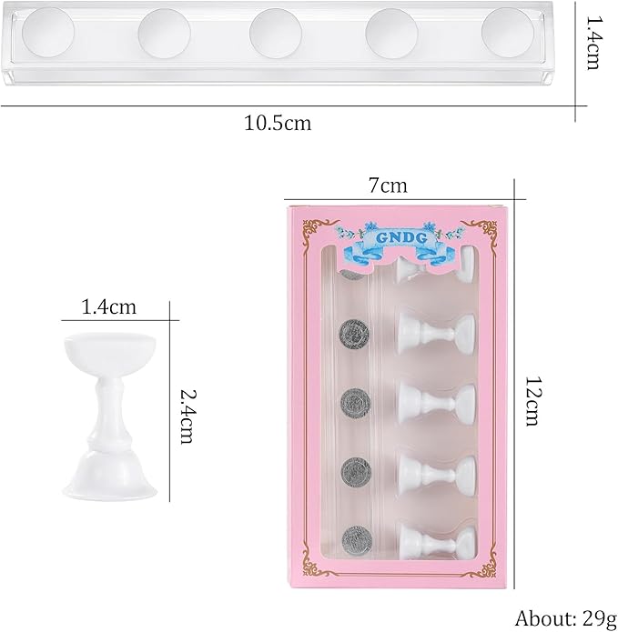 Etercycle Acrylic Nail Display Stand DIY Nail Crystal Holder Magnetic Practice Stands with Reusable Adhesive Putty Clay for False Nail Tip Manicure Tool (2 White)