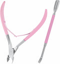 GMI-TWEEZERS - Professional Cuticle Remover, Cuticle Pusher And Cuticle Trimmer - Manicure Tool Cuticle Nippers - Durable Cuticle Cutter For Finger And Nail - Instant Cuticle Kit (Pink)
